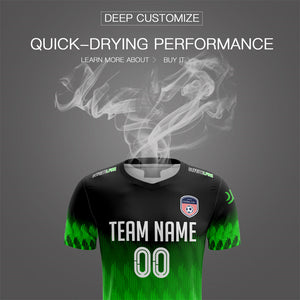 Custom Green Black Quick Dry Training Uniform Soccer Sets Jersey