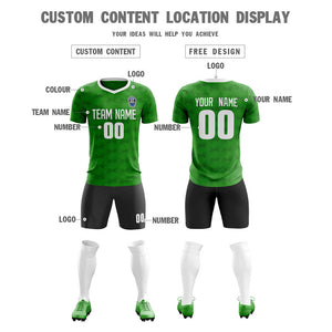 Custom Green Black White Quick Dry Training Uniform Soccer Sets Jersey