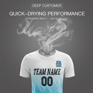 Custom Aqua White Training Uniform Soccer Sets Jersey