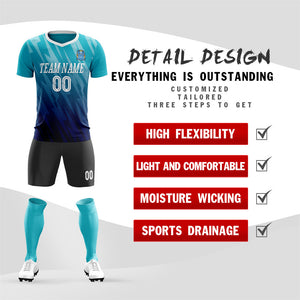 Custom Blue Navy Training Uniform Soccer Sets Jersey