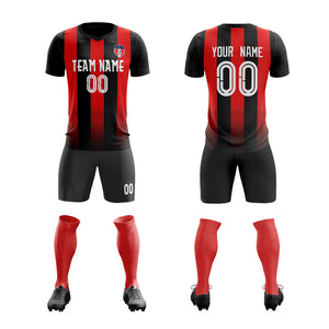 Custom Black Red Stripe Training Uniform Soccer Sets Jersey