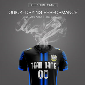 Custom Black Blue Training Uniform Soccer Sets Jersey