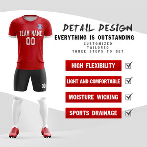 Custom Red Black Training Uniform For Men Soccer Sets Jersey