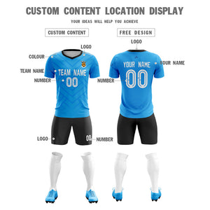 Custom Blue Black Training Uniform For Men Soccer Sets Jersey