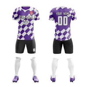 Custom Purple White Training Uniform Soccer Sets Jersey