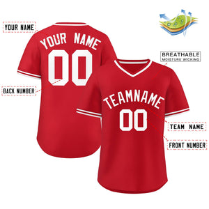 Custom White Red Classic Style Personalized Authentic Pullover Baseball Jersey