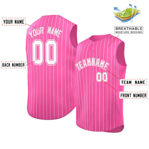 Maillot de baseball sans manches, personnalisé, à rayures blanches et roses, à la mode, authentique