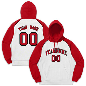 Custom Stitched Sportwear White Red-Black Raglan Sleeves Pullover Hoodie