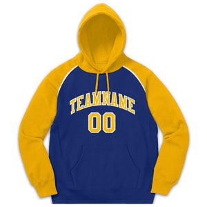 Custom Stitched Sportwear Royal Gold-White Raglan Sleeves Pullover Hoodie