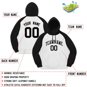 Custom Stitched Sportwear White Black Raglan Sleeves Pullover Hoodie