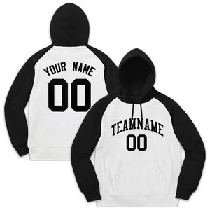 Custom Stitched Sportwear White Black Raglan Sleeves Pullover Hoodie