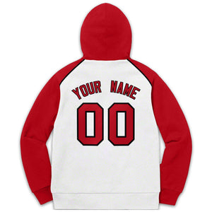 Custom Stitched Sportwear White Red-Black Raglan Sleeves Pullover Hoodie