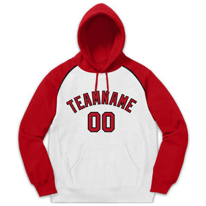 Custom Stitched Sportwear White Red-Black Raglan Sleeves Pullover Hoodie