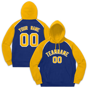 Custom Stitched Sportwear Royal Gold-White Raglan Sleeves Pullover Hoodie