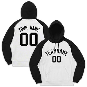 Custom Stitched Sportwear White Black Raglan Sleeves Pullover Hoodie