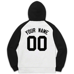 Custom Stitched Sportwear White Black Raglan Sleeves Pullover Hoodie