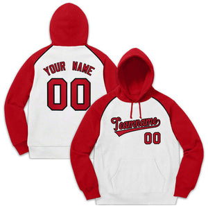 Custom Stitched Sportwear White Red-Black Raglan Sleeves Pullover Hoodie