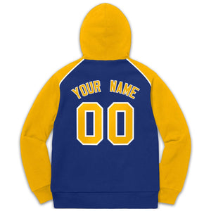 Custom Stitched Sportwear Royal Gold-White Raglan Sleeves Pullover Hoodie