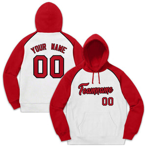 Custom Stitched Sportwear White Red-Black Raglan Sleeves Pullover Hoodie