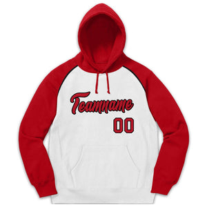 Custom Stitched Sportwear White Red-Black Raglan Sleeves Pullover Hoodie