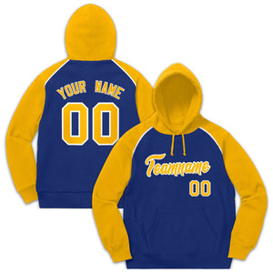 Custom Stitched Sportwear Royal Gold-White Raglan Sleeves Pullover Hoodie