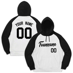 Custom Stitched Sportwear White Black Raglan Sleeves Pullover Hoodie