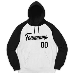 Custom Stitched Sportwear White Black Raglan Sleeves Pullover Hoodie