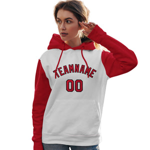 Custom White Red-Black Raglan Sleeves Pullover Personalized Team Sweatshirt Hoodie