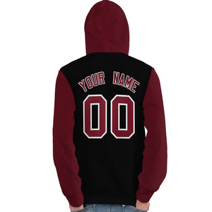 Custom Black Crimson-White Raglan Sleeves Pullover Personalized Team Sweatshirt Hoodie