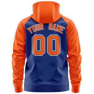 Custom Stitched Royal Orange-White Raglan Sleeves Sports Full-Zip Sweatshirt Hoodie