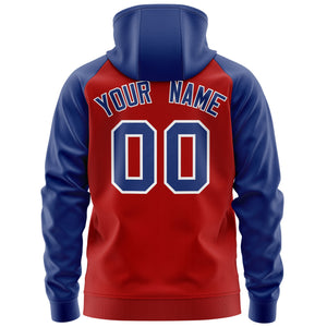 Custom Stitched Red Royal-White Raglan Sleeves Sports Full-Zip Sweatshirt Hoodie