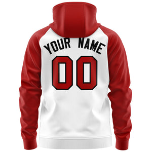 Custom Stitched White Red-Black Raglan Sleeves Sports Full-Zip Sweatshirt Hoodie