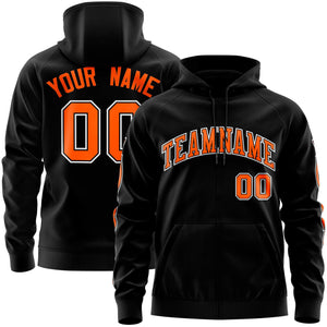 Custom Stitched Black Orange Sports Full-Zip Sweatshirt Hoodie with Flame