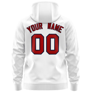 Custom Stitched White Red-Navy Sports Full-Zip Sweatshirt Hoodie