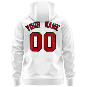 Custom Stitched White Red-Navy Sports Full-Zip Sweatshirt Hoodie