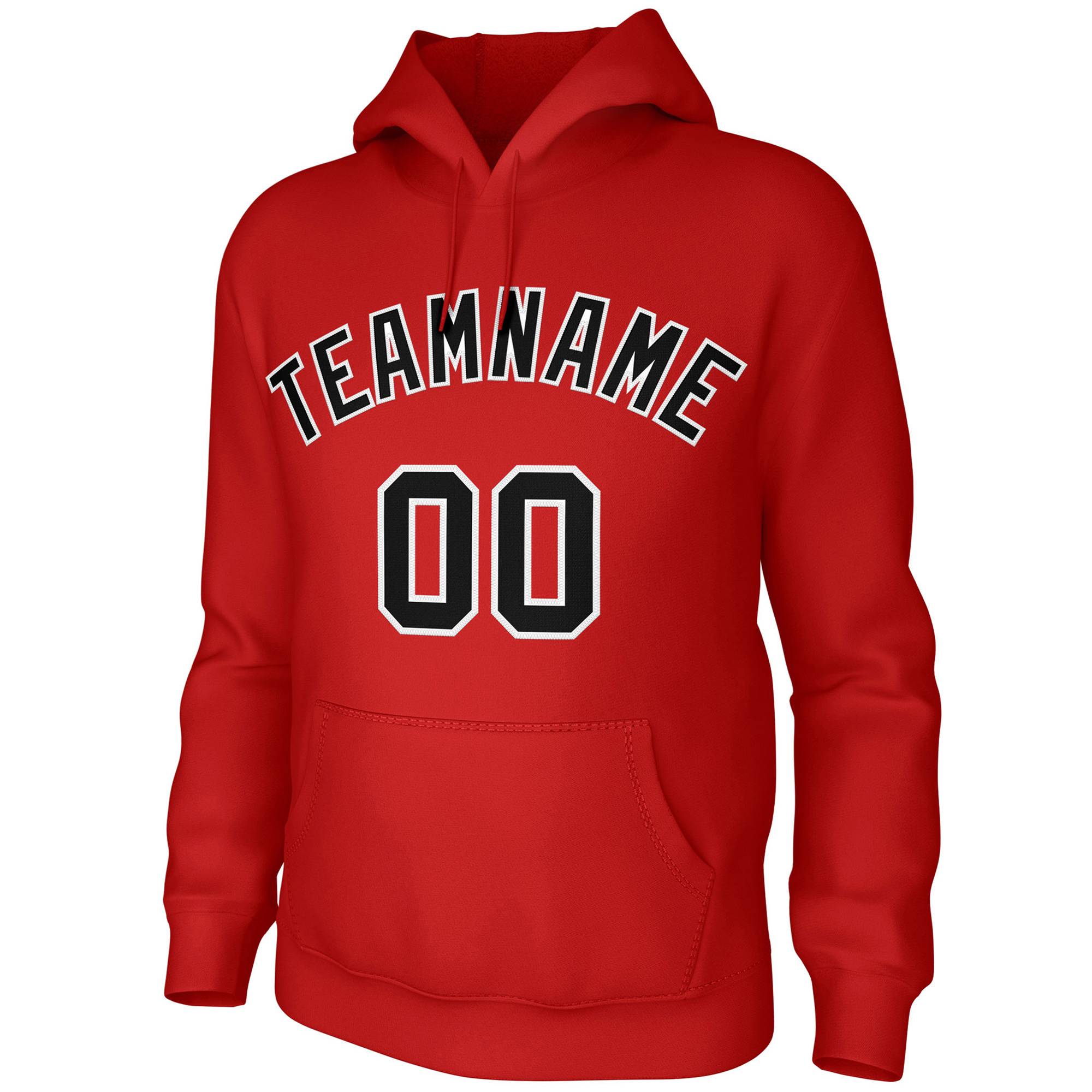 Custom Red Black-White Classic Style Sweatshirts Uniform Pullover Hoodie