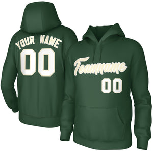 Custom Green White Classic Style Personalized Uniform Pullover Hoodie