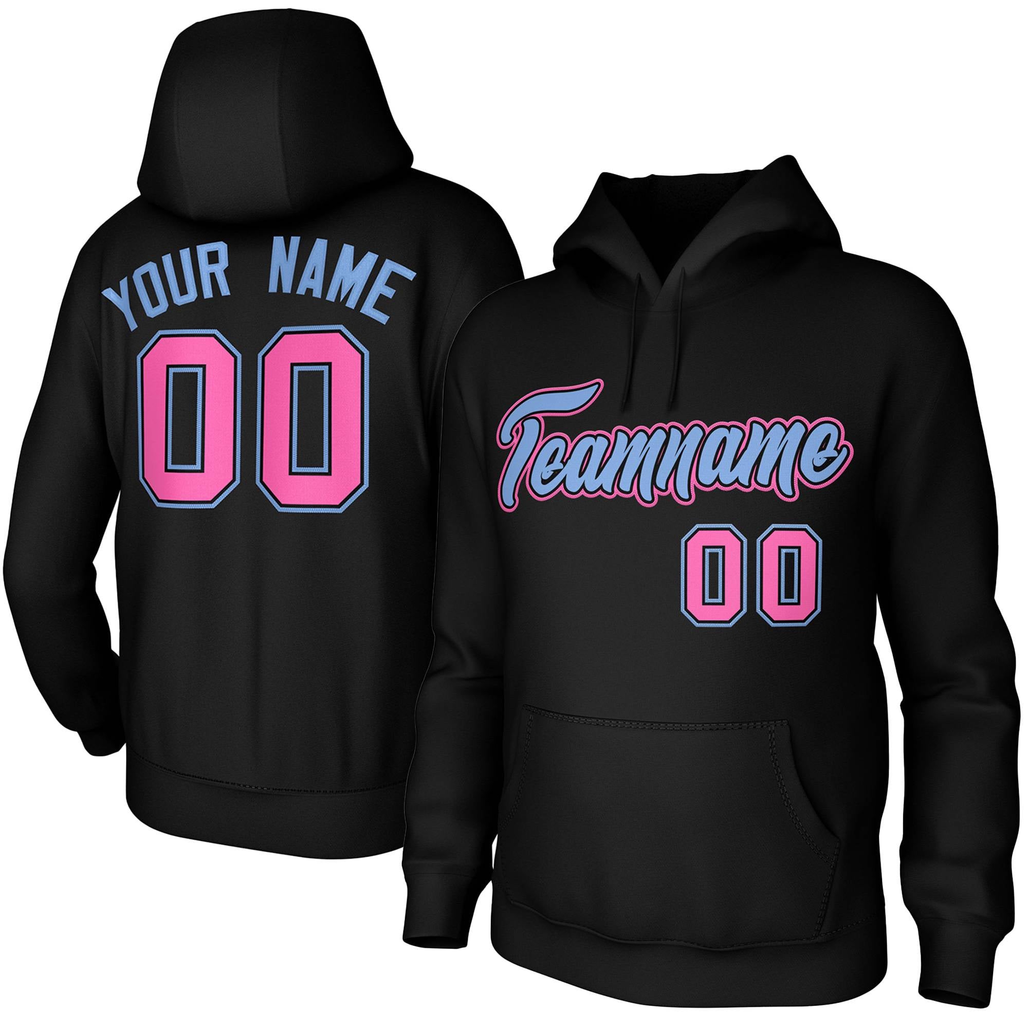 Custom Black-Light Blue-Pink Classic Style Personalized Uniform Pullover Hoodie