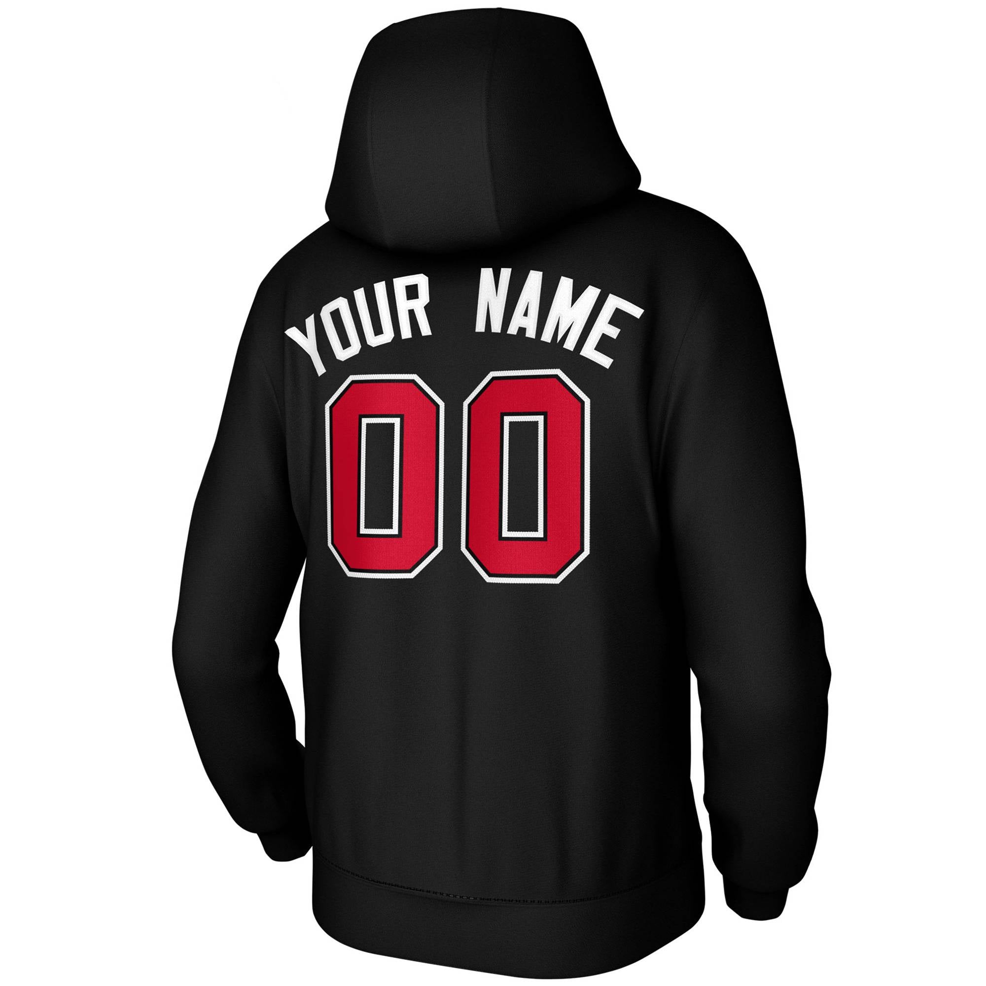 Custom Black Red-White Classic Style Personalized Uniform Pullover Hoodie