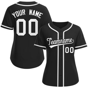 Maillot de baseball personnalisé noir blanc-noir de style classique pour femme