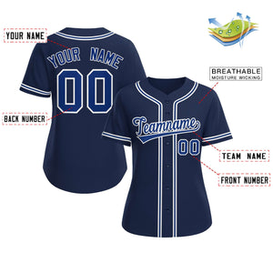 Maillot de baseball personnalisé de style classique bleu royal-blanc pour femmes