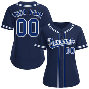 Maillot de baseball personnalisé de style classique bleu royal-blanc pour femmes