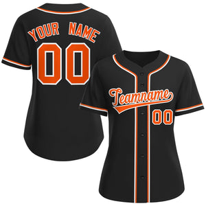 Maillot de baseball de style classique noir orange-blanc personnalisé pour femmes