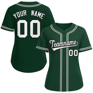 Maillot de baseball de style classique vert blanc-noir personnalisé pour femmes