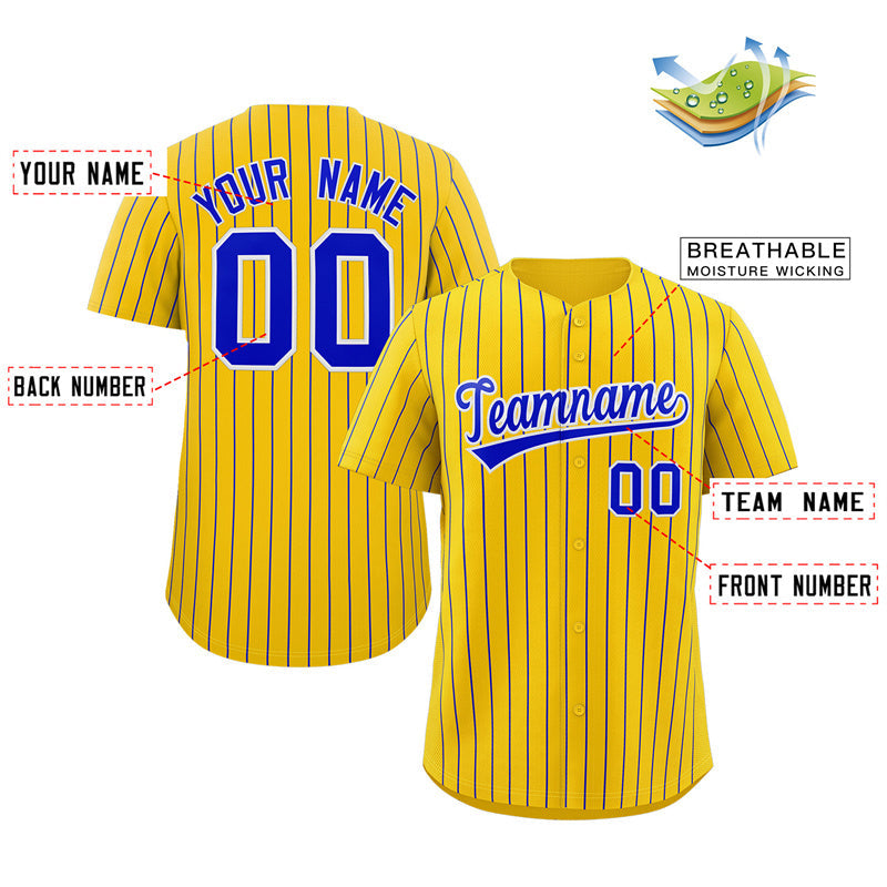 Maillot de baseball authentique à rayures jaunes et blanches, personnalisé, à la mode