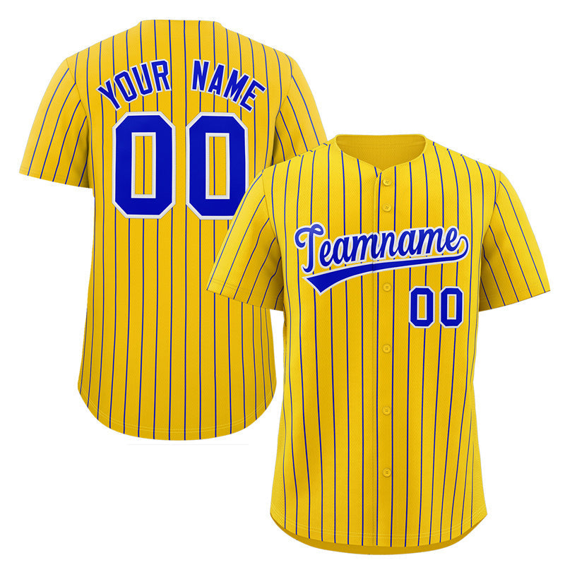 Maillot de baseball authentique à rayures jaunes et blanches, personnalisé, à la mode