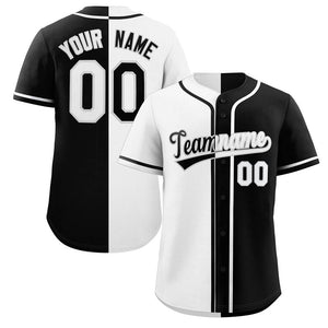 Maillot de baseball authentique, personnalisé, noir, blanc, gris, mode fendue