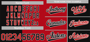 Custom Black Red-White Hook Split Fashion Authentic Baseball Jersey