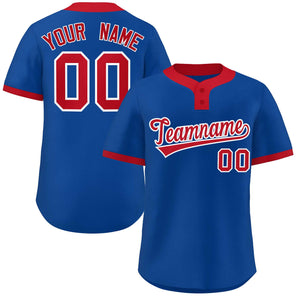 Custom Royal Red-White Classic Style Authentic Two-Button Baseball Jersey