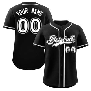 Maillot de baseball authentique de style classique noir blanc-gris personnalisé